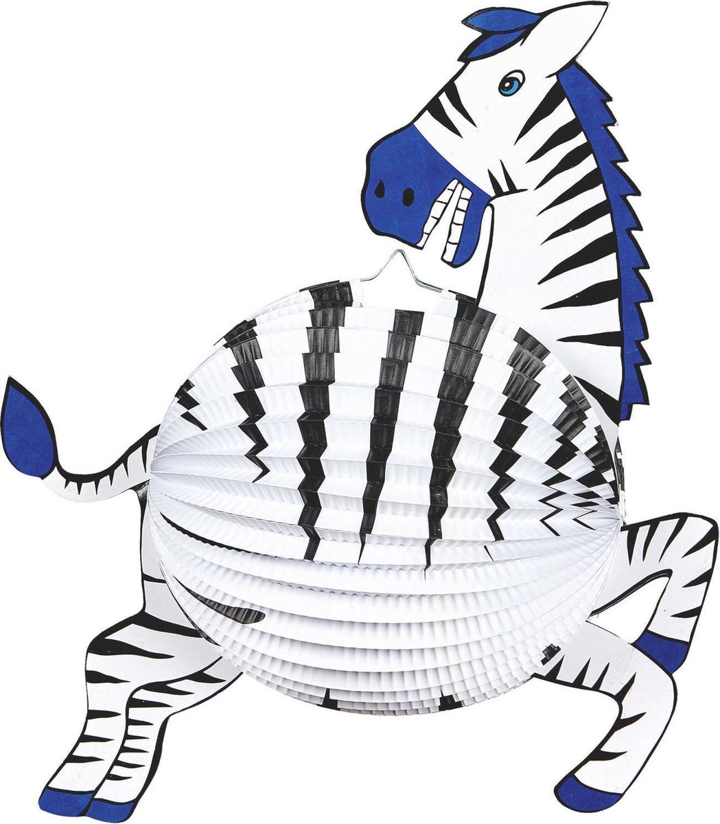 WIDMANN - Zebra lantaarn 38 cm - Decoratie > Slingers en hangdecoraties